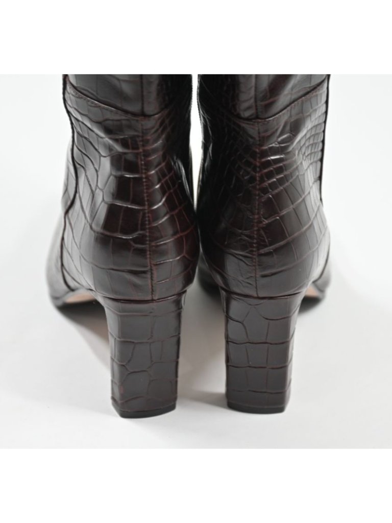 Bared Footwear Pandion Croc-Embossed Boots In Chocolate Brown Leather — image 4 of 8